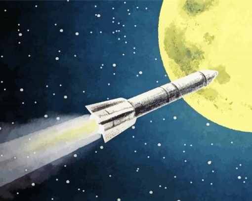 Space Moon Rocket paint by number