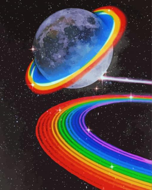 Space Rainbow Planet Art Paint by number