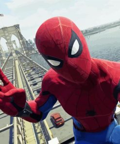Spider Man Selfie In Brooklyn Bridge Paint by number