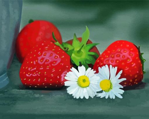 Strawberries And Daisies paint by number