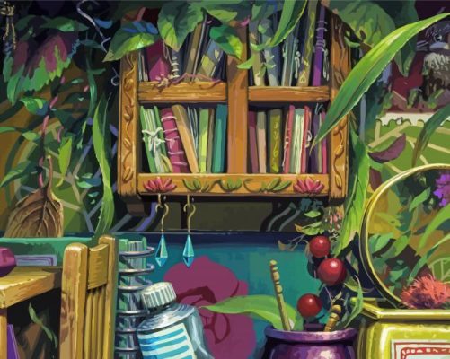 Studio Ghibli Library Room paint by number