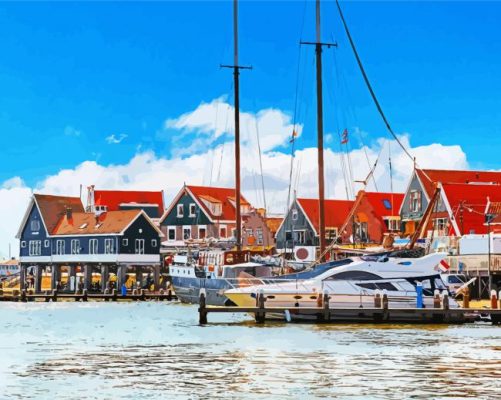 Volendam Harbour paint by number