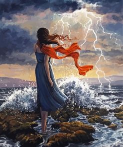 Woman In The Storm paint by number