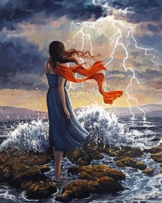 Woman In The Storm paint by number