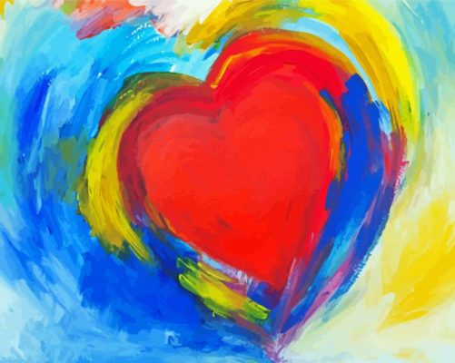 Abstract Rainbow Heart paint by number