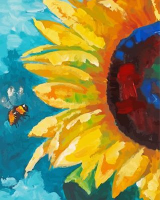 Abstract Sunflower And Bee paint by number