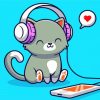 Adorable Cat Listening To Music paint by number