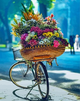 Aesthetic Flowers Bike paint by number