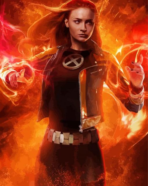 Aesthetic Jean Grey Dark Phoenix paint by number