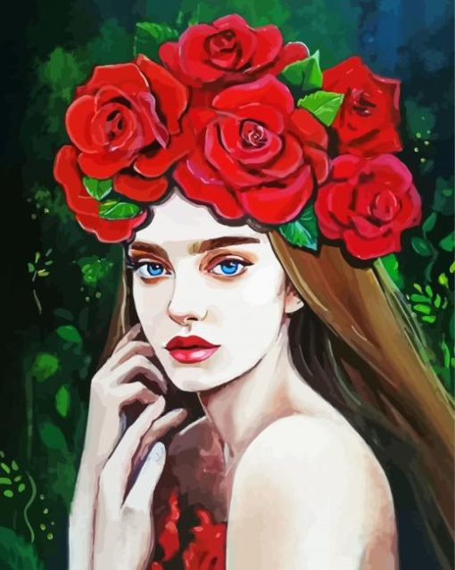 Aesthetic Lady With Roses paint by number
