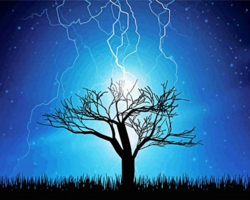 Aesthetic Lightning Tree paint by number