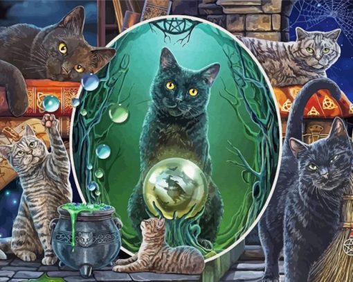 Aesthetic Magical Cat Art paint by number