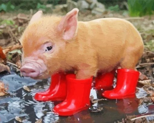 Aesthetic Pig Wearing Boots paint by number