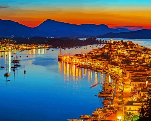 Aesthetic Poros Island Greece paint by number