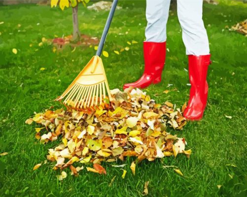 Aesthetic Raking Leaves paint by number