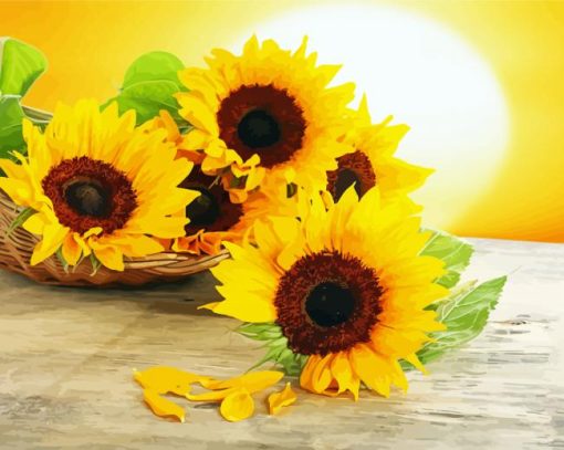 Aesthetic Sunflowers On Table paint by number