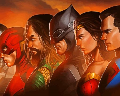 Aesthetic The Justice League Art paint by number