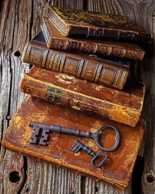 Aesthetic Vintage Books And keys paint by number