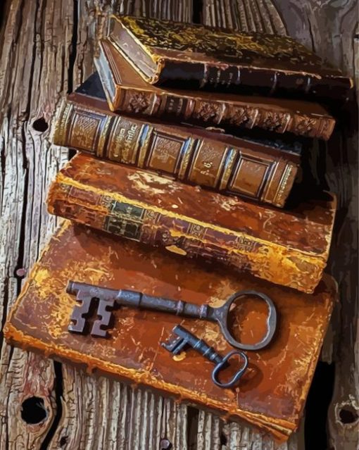 Aesthetic Vintage Books And keys paint by number