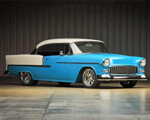 Aesthetic Blue 1955 Chevrolet Car paint by number