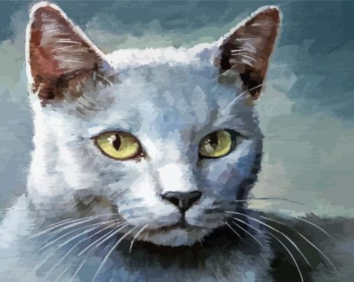 Aesthetic Grey White Cat paint by number
