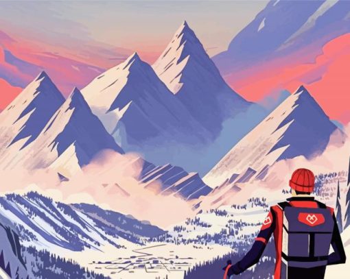 Aesthetic Mountain Illustration paint by number