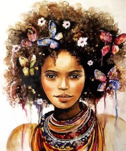 African Woman And Butterflies paint by number