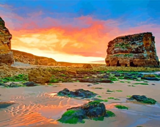 Beautiful Sunset At Marsden Beach paint by number