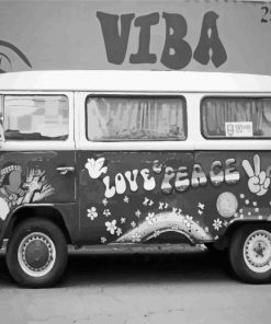 Black And White Hippie Bus paint by number