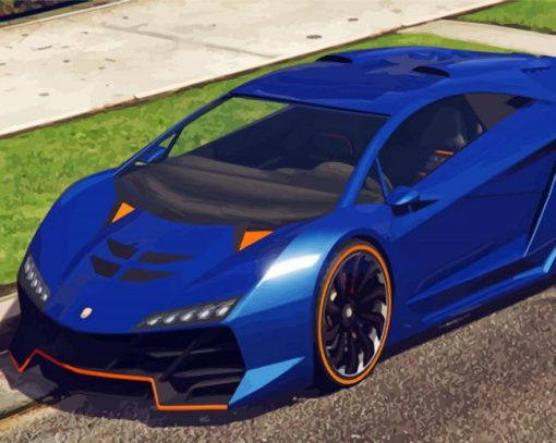 Blue Lamborghini Zentorno paint by number