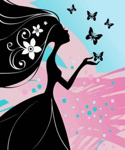 Butterfly Girl Silhouette paint by number