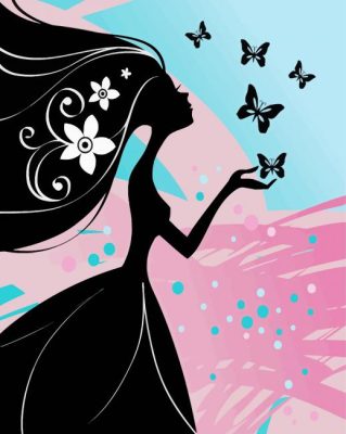 Butterfly Girl Silhouette paint by number