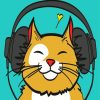 Cat Wearing Headphones Illustration paint by number