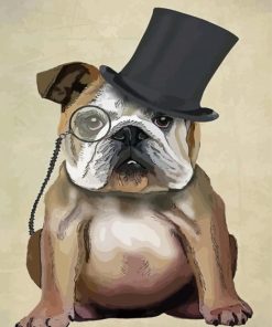 Classy Bulldog With Hat paint by number