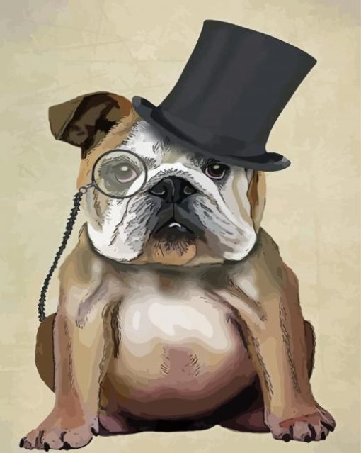 Classy Bulldog With Hat paint by number