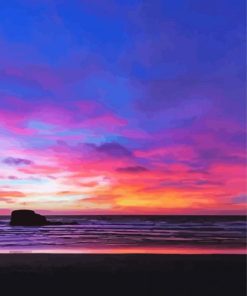 Colorful Cornish Sunset paint by number