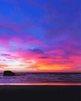 Colorful Cornish Sunset paint by number