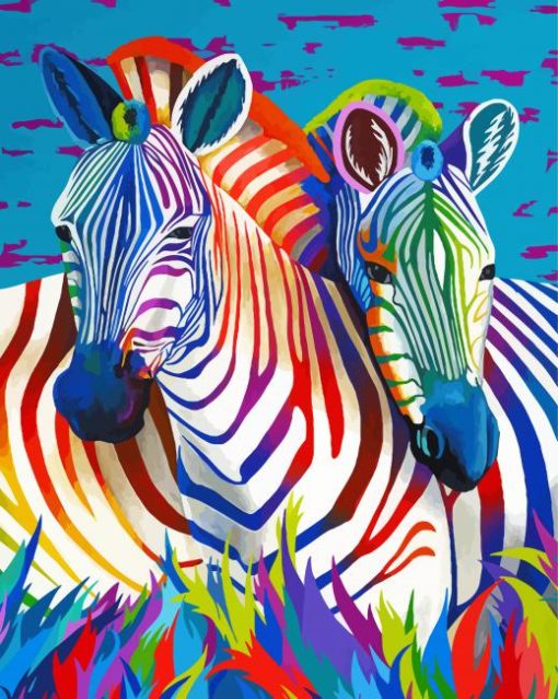 Colorful Zebras paint by number