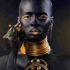 Cool African Woman Black And Gold Art paint by number