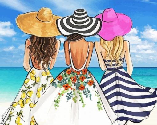 Cool Besties At The Beach paint by number