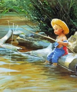 Cute Boy Fishing paint by number
