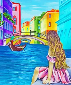 Cute Girl In Venice paint by number