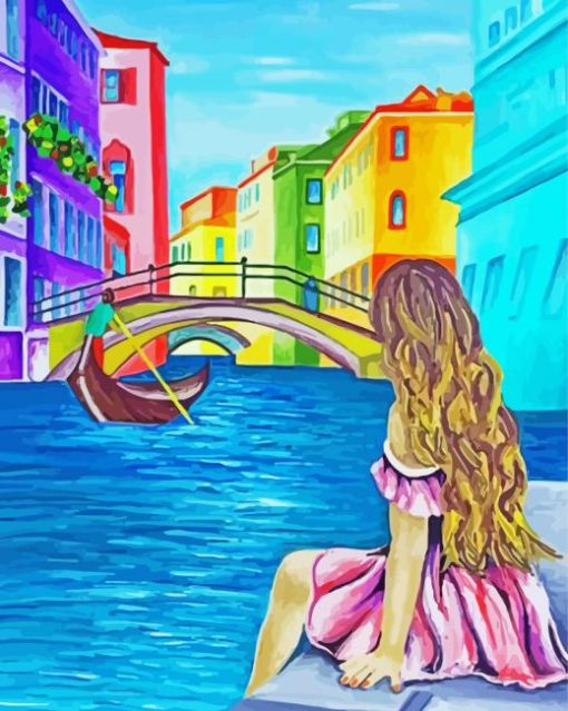 Cute Girl In Venice paint by number