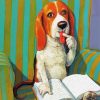 Cute Dog Reading A Book paint by number