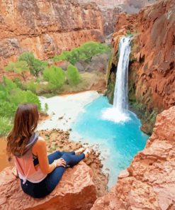 Girl In Havasu Falls paint by number