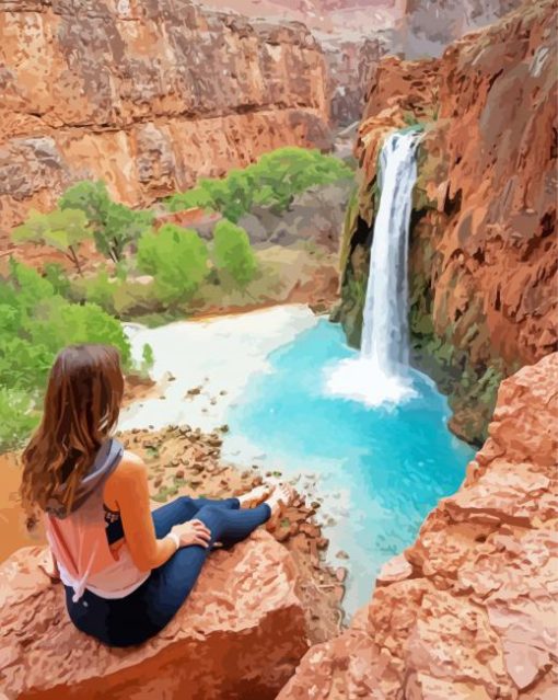 Girl In Havasu Falls paint by number
