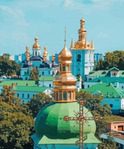 Green Buildings Kyiv Paint by number