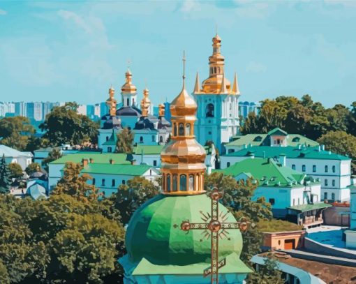 Green Buildings Kyiv Paint by number