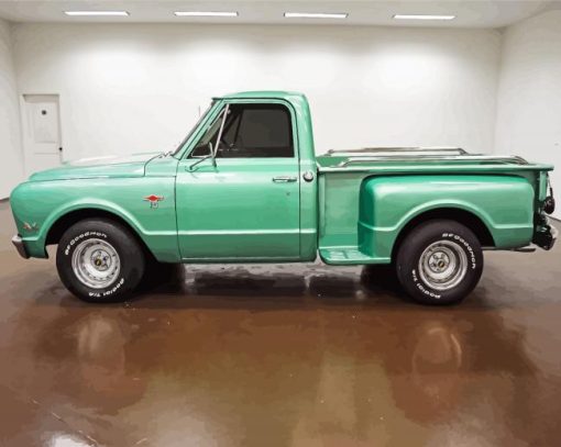 Green Chevy Stepside Car paint by number