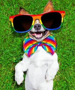 Happy Rainbow Dog paint by number
